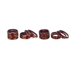 SOMIL Set Of 16 Stones Studded Glass Bangles-picture-8