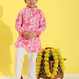 Cutiekins Boys Floral Printed Kurta with Pyjama-image-60