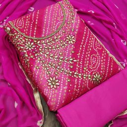 SAINOOR Embellished Semi-Stitched Dress Material-image-44