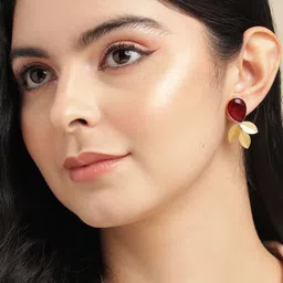Anouk Gold-Plated Beaded Teardrop Shaped Drop Earrings-7