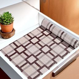 REVEXO Grey & Brown Printed Water-Resistant Shelf Liner-35