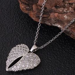 Estailo fashion Women Silver-Plated Stones-Studded Heart Shaped Pendant With Chain-image-101