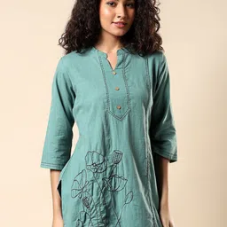 FILO HEVIS Floral Printed Pure Cotton Straight Kurti-picture-4