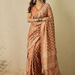 Saree mall Ethnic Motifs Printed Bagru Ready to Wear Sarees-16