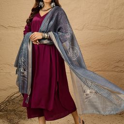 InWeave Women Regular Kurta with Trousers & With Dupatta-image-131