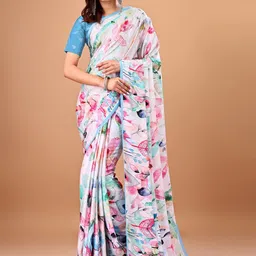 Avyay Creation Floral Printed Georgette Saree-image-17