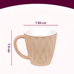 Larah by BOROSIL Peach-Coloured & White Solid Opalware Glossy Mugs Set of Cups and Mugs image 3