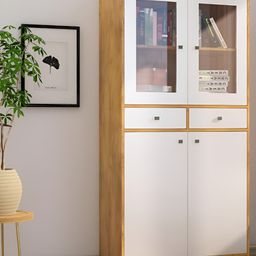 HEXA RED Beige & White Moisture & Termite Resistant Free Standing Book Shelf-picture-7