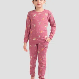 PLUM TREE Girls Printed Round Neck Pure Cotton T-shirt With Jogger-image-21