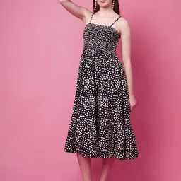 PRETTY LOVING THING Women Polka Dot Print Shoulder Straps Fit & Flare Dress-picture-24