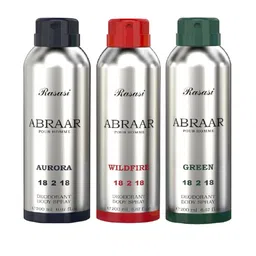 Rasasi Set Of 3 Abraar Aurora, Green & Wildfire Deodorant Body Spray - 200ml Each-1