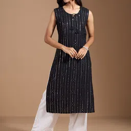 Ode by House of Pataudi Women Thread Work Kurta-image-69