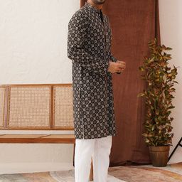 Jompers Men Embroidered Regular Sequinned Kurta with Pyjamas-14