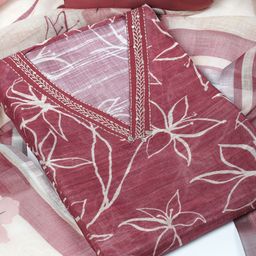KAMI KUBI Printed Linen Unstitched Dress Material-image-35