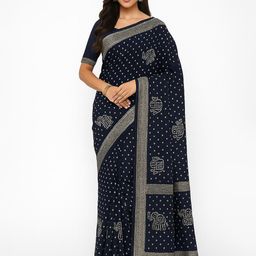 Peachmode Bandhani Printed Zari Saree-picture-32