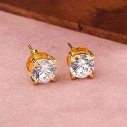 SHILLYN Gold-Plated Zircon Studded Circular Shaped Studs-image-54