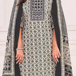 MOJILAA Women Printed Regular Sequinned Kurta with Trousers & With Dupatta image 4