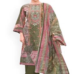 DRAVINAM Trends Floral Embroidered Thread Work Pure Cotton Unstitched Dress Material-image-61
