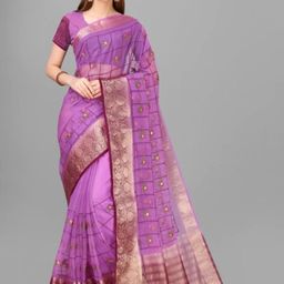 DIVASTRI Floral Embroidered Organza Banarasi Saree-image-65