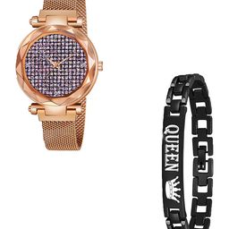 Gopal Shopcart Unisex Watch With Bracelet GR_379_RoseGold_Pink Zari Queen Bracelet-image-95