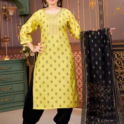 Aarika Girls Ethnic Motifs Printed Thread Work Kurta-image-53