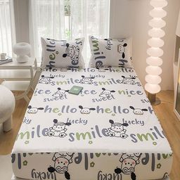 JC HOME White & Grey Printed 140 TC King Size Bedsheet Set 1.50 m x 2.0 m-image-99