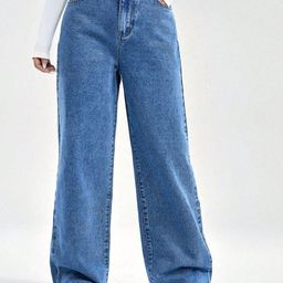 DENIM FIT Women Comfort Wide Leg High-Rise Jeans-image-61