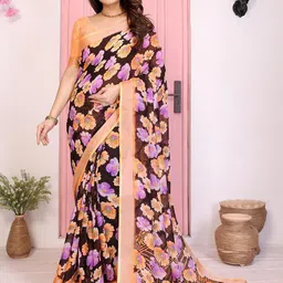 Moda Rapido Floral Printed Linen Blend Saree-picture-44