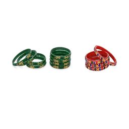 SOMIL Set Of 12 Glass Artificial Stones & Beads Bangles-picture-18
