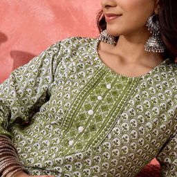 Sangria Ethnic Motifs Embroidered Thread Work Straight Calf Length Kurta-picture-9