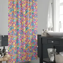 ArtzFolio White & Purple Printed Waterproof Shower Curtains-28