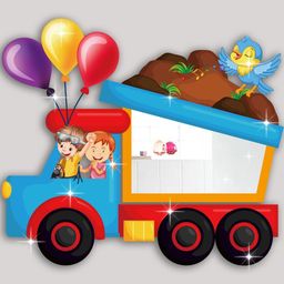 INDIAN ROYALS Kids With Birds In Truck PVC Form With Acrylic Mirror Sticker-image-66