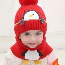 TOMKOT Kids Woolen Beanie Cap & Neck Warmer-picture-36