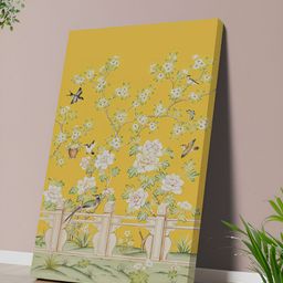 Myntra Elegant Homes Yellow & Green Chinoiserie Printed Canvas Wall Art-picture-35