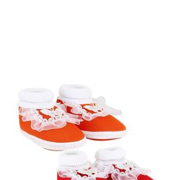NESKA MODA 0 To 6 Months Newborn Baby Combo 2 Pair Soft Skin-Friendly Cotton Baby Frill Booties-image-57
