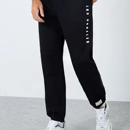 Styli Men Typography Printed Relaxed Fit Mid-Rise 365 Badge Joggers-picture-17