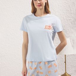 Trendyol Women Printed Round Neck Night Suit-image-65