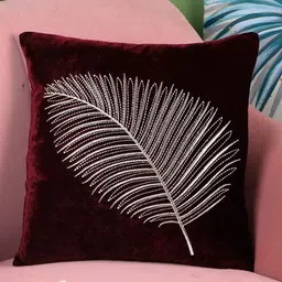 Decoghar Maroon & White Floral Embroidered Square Cushion Covers-picture-14