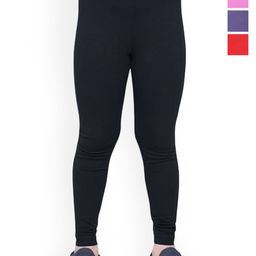 FRENCH KLEIDER Girls Pack Of 4 Cotton Mid-Rise Churidar-Length Leggings-image-127