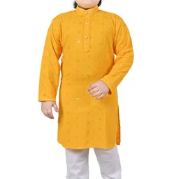 Arshia Fashions Boys Floral Embroidered Regular Sequinned Kurta with Pyjamas-18