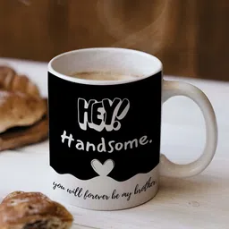 ARTBUG White & Black Hey you will forever be my Brother Printed Ceramic Glossy Mug 330ml-10