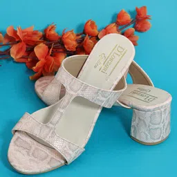 D LORZERI Women Textured Block Heel Sandals-53