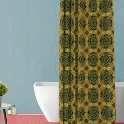 ArtzFolio Yellow and Green Geometric Printed Waterproof Shower Curtain-image-69