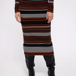 COVER STORY Striped Straight Midi Skirts-49
