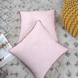 Ratan Cart Pink Set of 2 Square Cushion Covers image 1