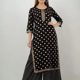 DMP FASHION Floral Printed Round Neck Straight Kurta-46