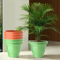 Kuber Industries Pack Of 6 Green & Orange Planters-6