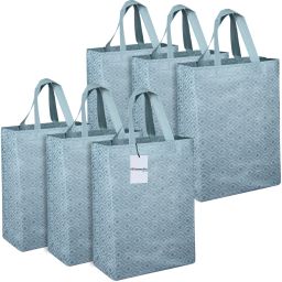 Non-Woven Reusable Eye-Print Shopping Handbag|Pack of 6|Gray Pack of 6 Grocery Bags-image-59