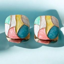 kazare Enamelled Square Shaped Studs-2