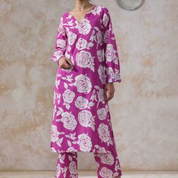 Moara Women Floral Printed Regular Pure Cotton Kurta with Trousers-56